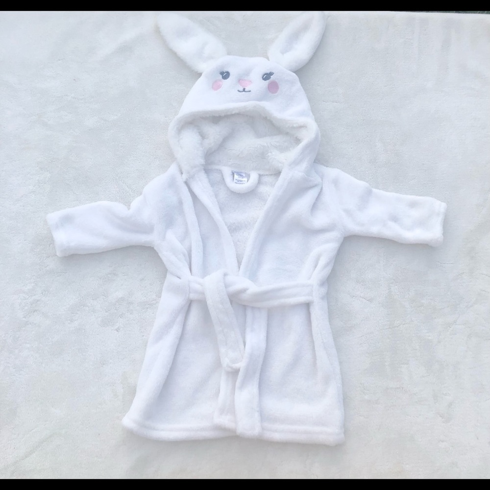 Modern Baby Bunny Robe Infant Sz. 0-9 months White Soft